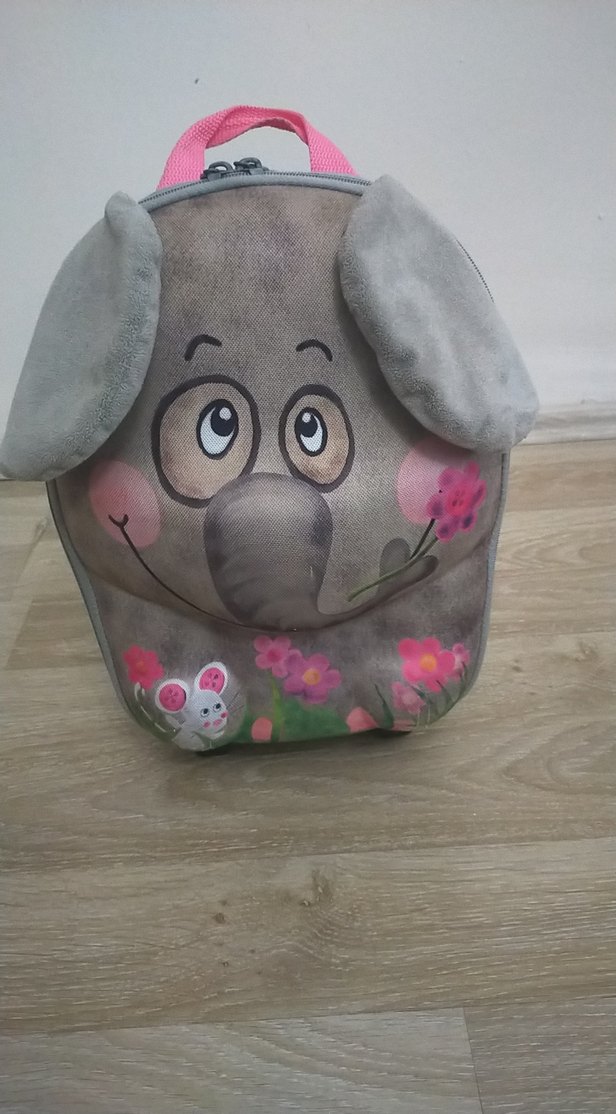 Gri Fil Figürlü Çocuk Çantası Seti - Görsel 2