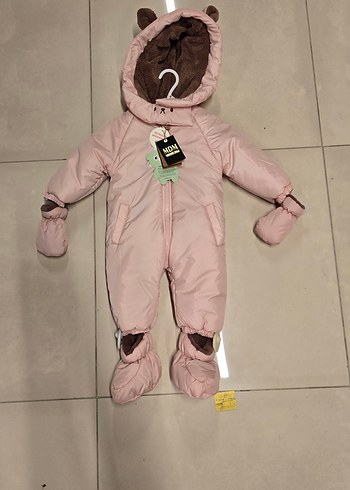 Kız Bebek Pembe Kürklü Kar Tulumu - Görsel 4