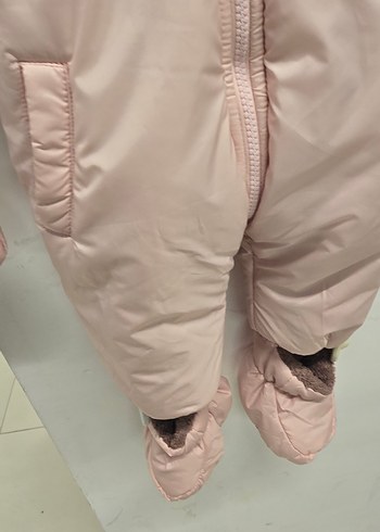 Kız Bebek Pembe Kürklü Kar Tulumu - Görsel 5