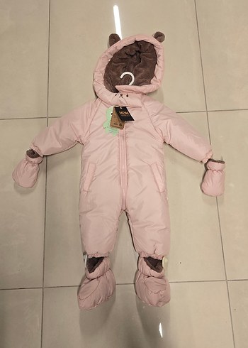 Kız Bebek Pembe Kürklü Kar Tulumu - Görsel 3