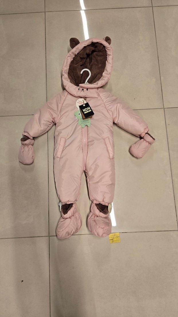 Kız Bebek Pembe Kürklü Kar Tulumu - Görsel 4