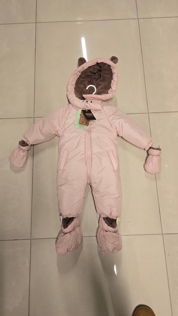 Kız Bebek Pembe Kürklü Kar Tulumu - Görsel 3