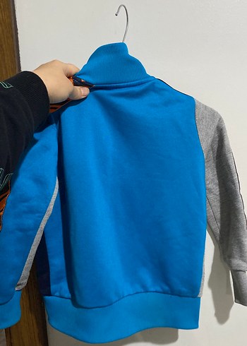 Erkek Çocuk Mavi-Gri Fermuarlı Sweatshirt - Görsel 4