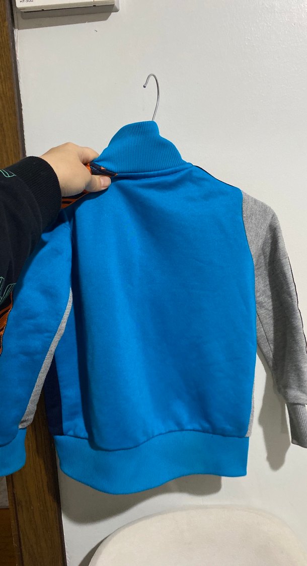 Erkek Çocuk Mavi-Gri Fermuarlı Sweatshirt - Görsel 4