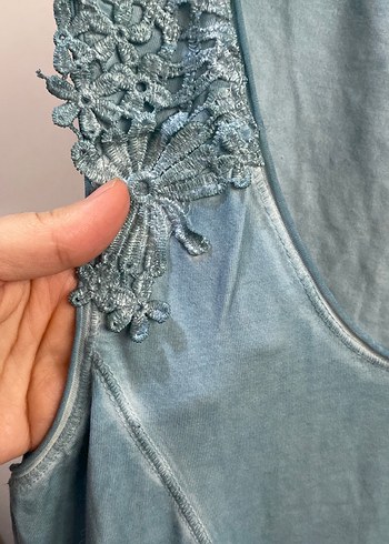 Mavi Kolsuz yazlık Midi Elbise - Görsel 2