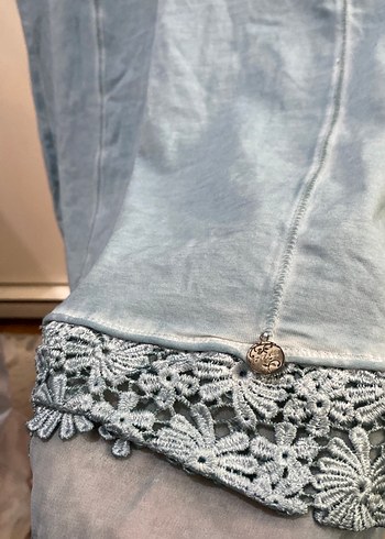 Mavi Kolsuz yazlık Midi Elbise - Görsel 4