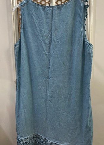 Mavi Kolsuz yazlık Midi Elbise - Görsel 5