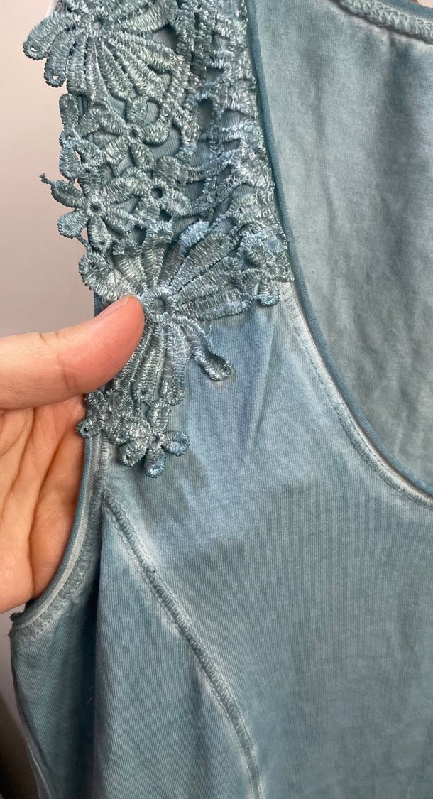 Mavi Kolsuz yazlık Midi Elbise - Görsel 2