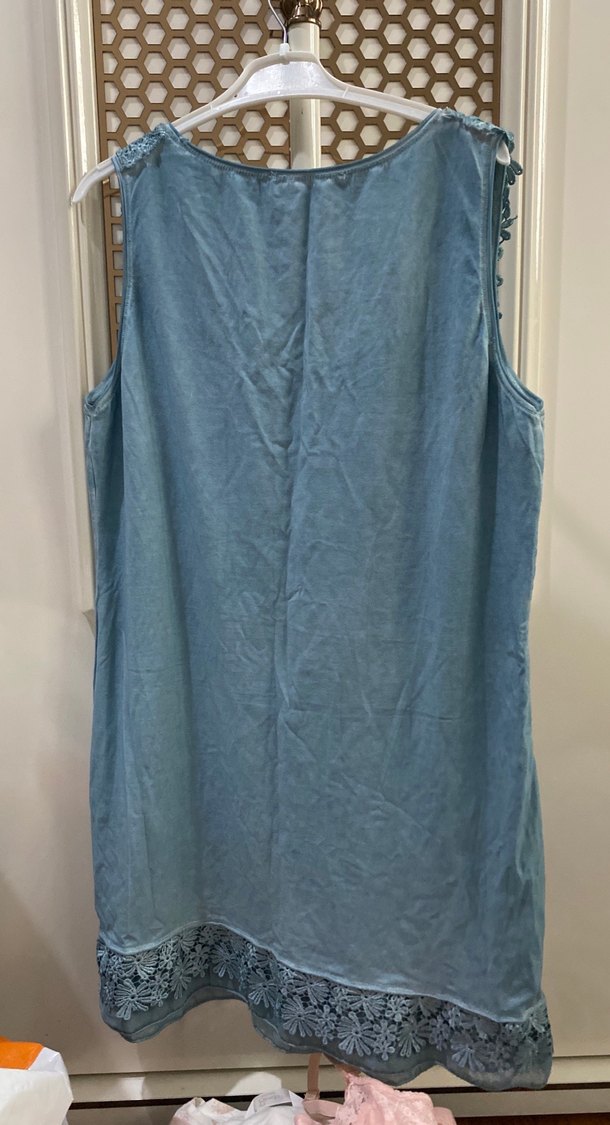 Mavi Kolsuz yazlık Midi Elbise - Görsel 5