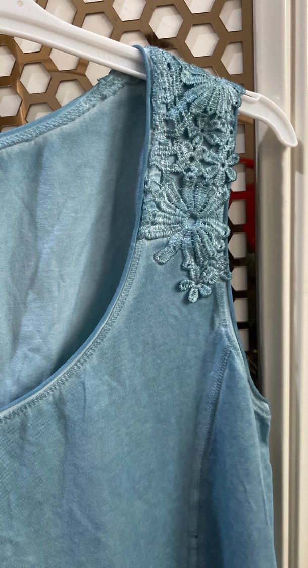 Mavi Kolsuz yazlık Midi Elbise - Görsel 3