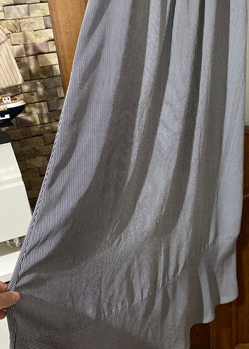 Gri Uzun Keten Bohem Elbise - Görsel 5