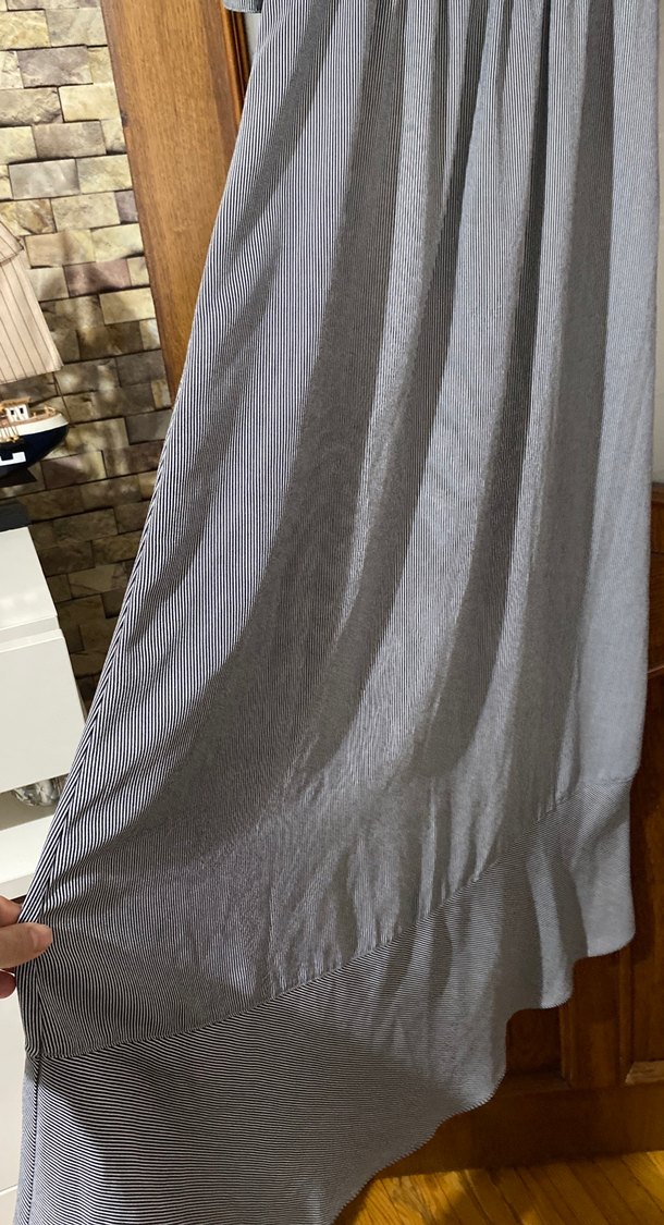 Gri Uzun Keten Bohem Elbise - Görsel 5