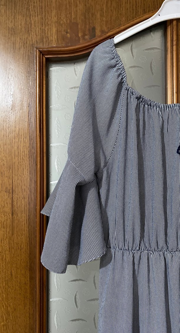 Gri Uzun Keten Bohem Elbise - Görsel 2