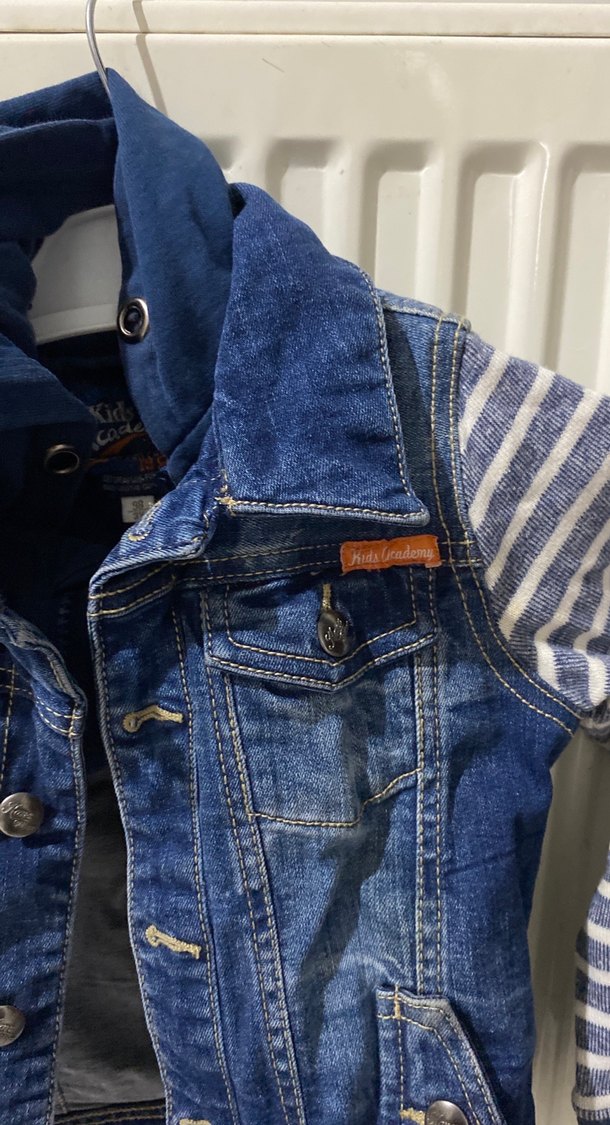 Erkek Çocuk Düğmeli Denim Ceket Kapüşonlu - Görsel 2