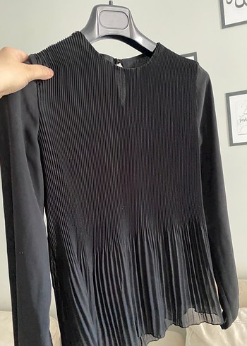 Kadın Siyah Piliseli Uzun Kollu Bluz - Görsel 2