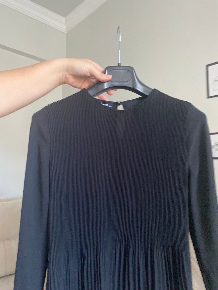 Kadın Siyah Piliseli Uzun Kollu Bluz - Görsel 5