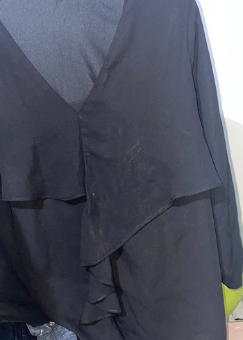 Drapeli Siyah V Yakalı Uzun Kollu Tunik - Görsel 2