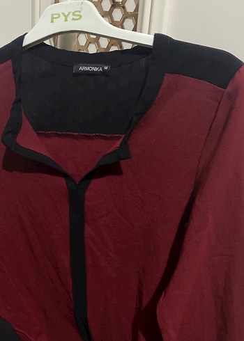 Kırmızı V Yakalı Kadın Gömlek - Görsel 4