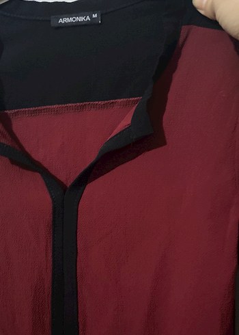 Kırmızı V Yakalı Kadın Gömlek - Görsel 3