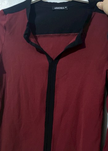 Kırmızı V Yakalı Kadın Gömlek - Görsel 2