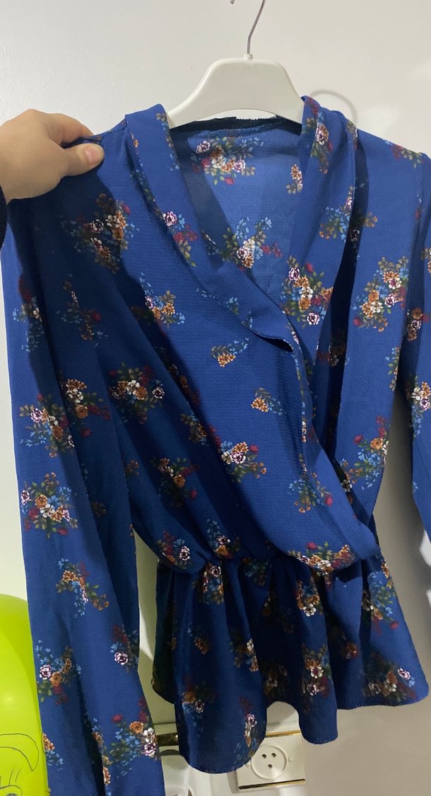 Mavi Çiçek Desenli Bohem Kadın Kimono - Görsel 4