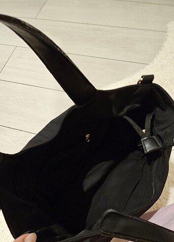 Beden siyah Renk Mavi shopper bag siyah çanta