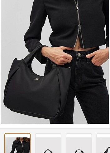 Mavi shopper bag siyah çanta