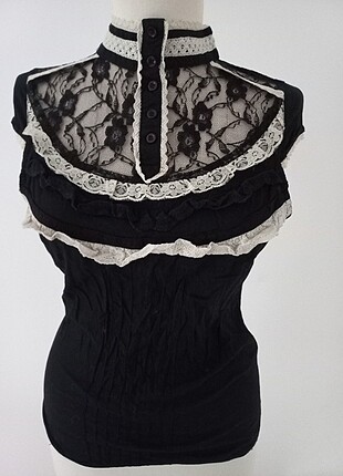 xs Beden H&M SİYAH DANTELLİ BLUZ