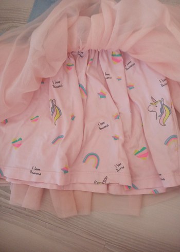 24-36 Ay Beden Kız Çocuk Pembe Fırfırlı Denim Elbise