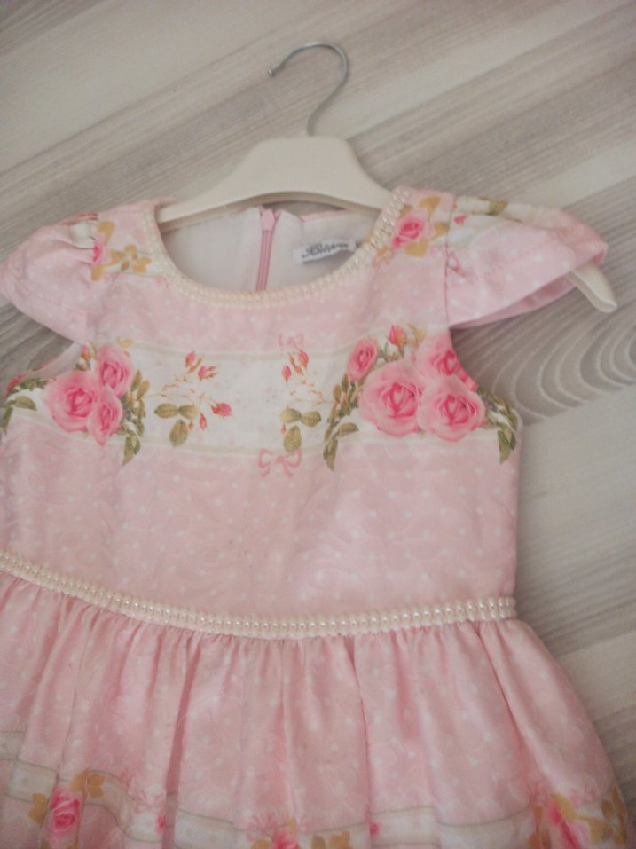 Dantel Detaylı Pembe Kız Çocuk Elbisesi - Görsel 3