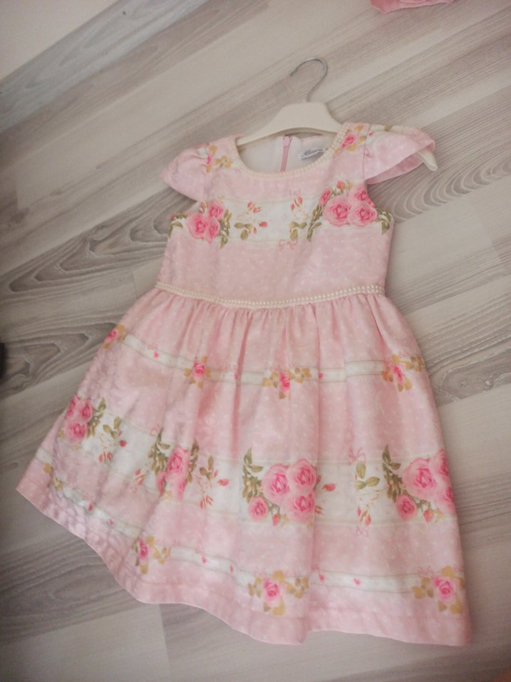 Dantel Detaylı Pembe Kız Çocuk Elbisesi - Görsel 2