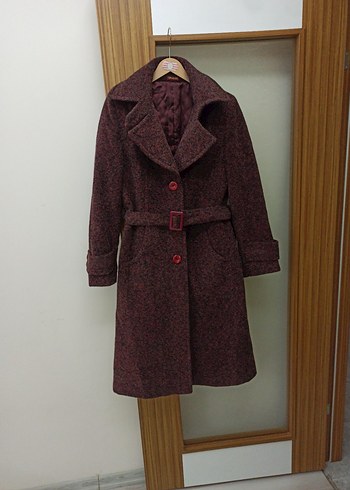 Kadın Bordo Uzun Yün Kaban - Görsel 2