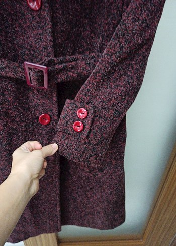Kadın Bordo Uzun Yün Kaban - Görsel 3