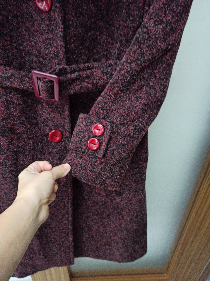 Kadın Bordo Uzun Yün Kaban - Görsel 3