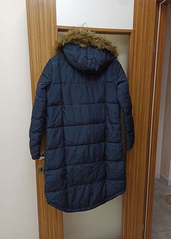 Kadın Mavi Nakışlı Kürklü Kışlık Mont - Görsel 3