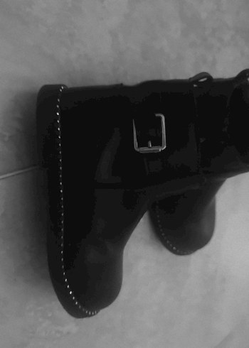 Kız Çocuk Siyah Deri Tokalı Goth Bot - Görsel 2