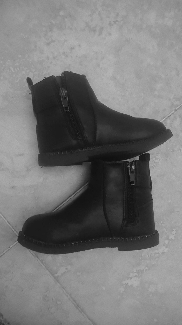 Kız Çocuk Siyah Deri Tokalı Goth Bot - Görsel 3