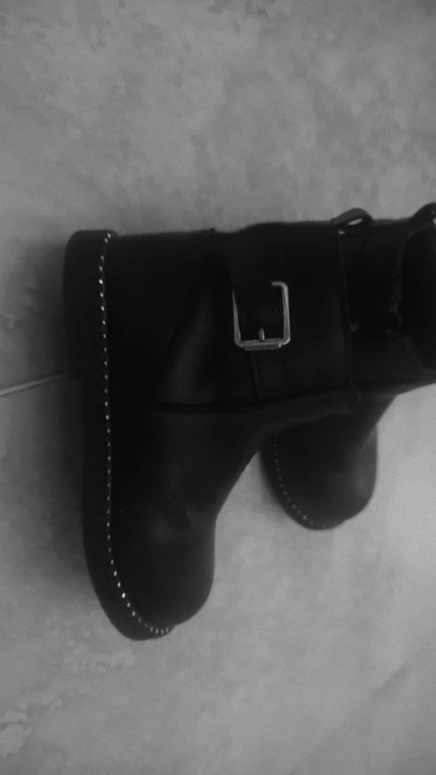 Kız Çocuk Siyah Deri Tokalı Goth Bot - Görsel 2