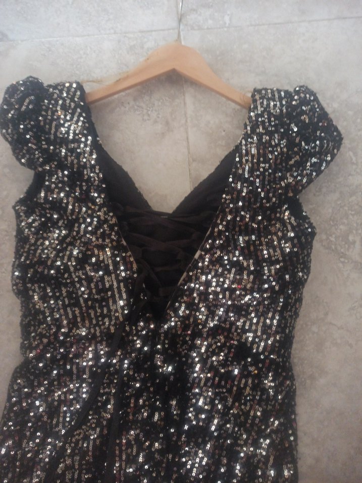 Siyah Drapeli Uzun Abiye Elbise - Görsel 3