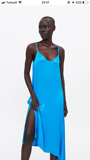 Zara Zara saten sırt detay elbise
