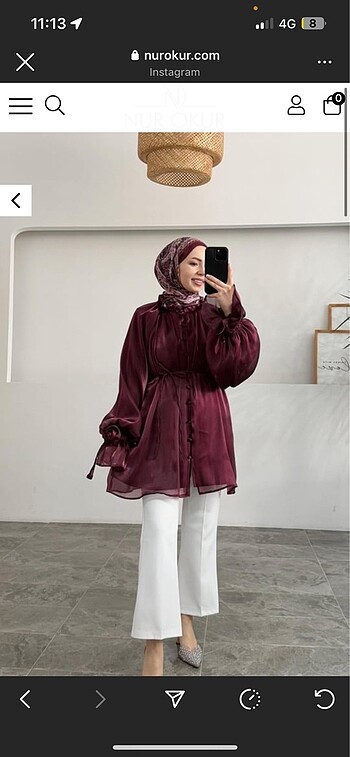 Diğer Bordo organze gül detaylı tunik