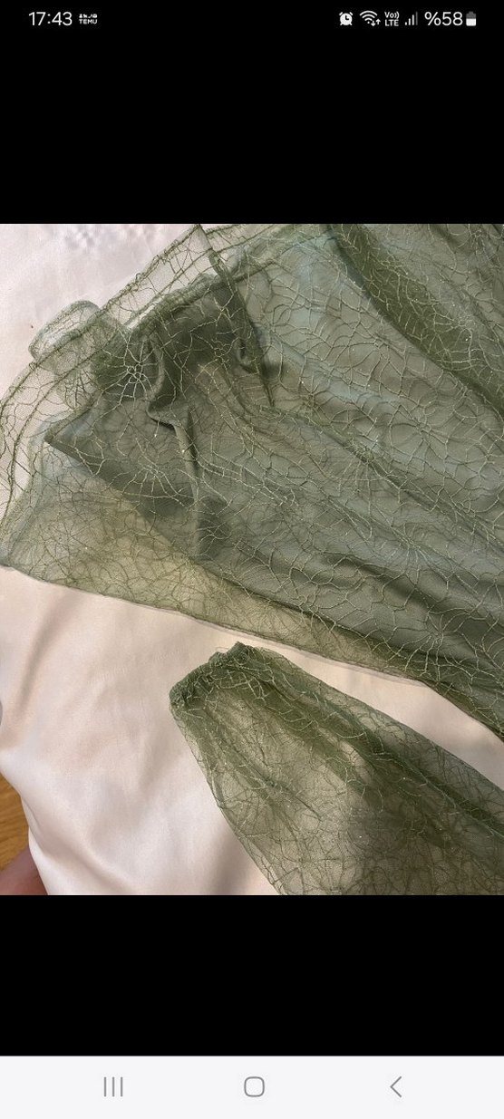 su yesili alti astarı askili ustu gupurlu bitişik abiye - Görsel 2