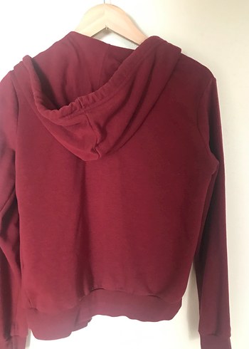 H&M H&M Divided Bordo Kapüşonlu Fermuarlı Kadın Hırka