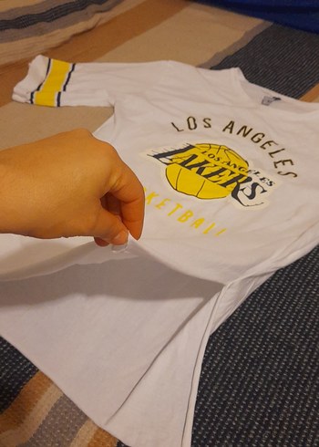 l Beden Los Angeles Lakers Beyaz Kısa Kollu Erkek Tişört