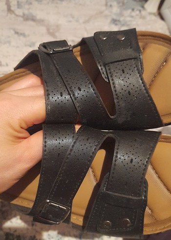 Erkek Deri Tokalı Siyah Sandalet - Görsel 3