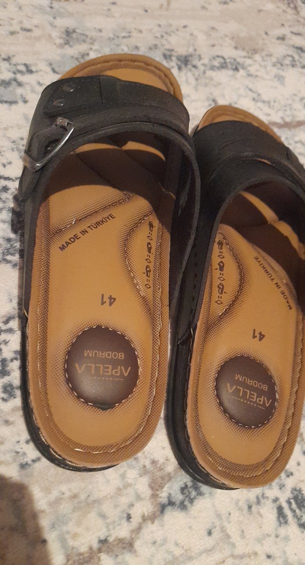 Erkek Deri Tokalı Siyah Sandalet - Görsel 2