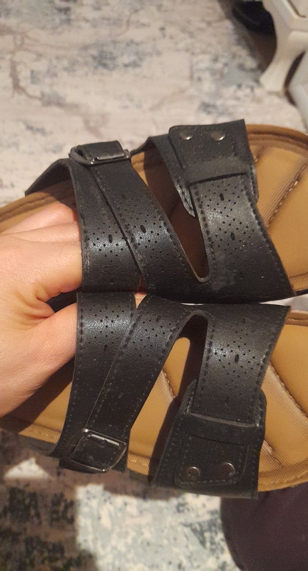 Erkek Deri Tokalı Siyah Sandalet - Görsel 3