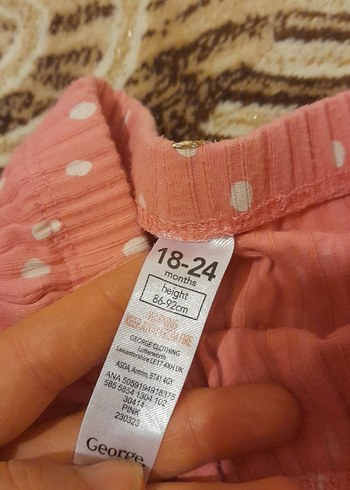 Kız Çocuk Pembe Puantiyeli Triko Tayt - Görsel 2