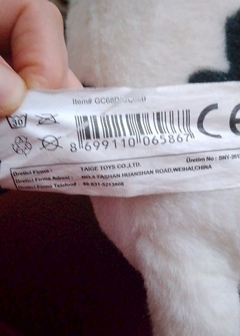 Beyaz Siyah Benekli Peluş Köpek Oyuncak - Görsel 5