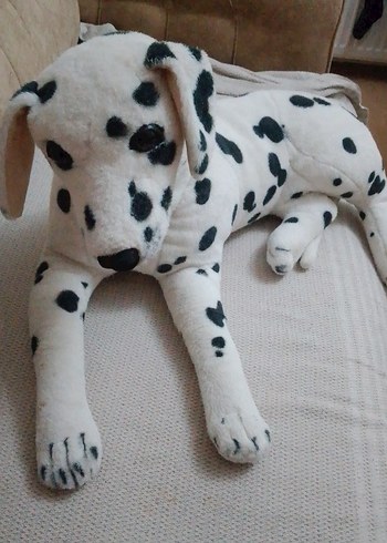 Beyaz Siyah Benekli Peluş Köpek Oyuncak - Görsel 7